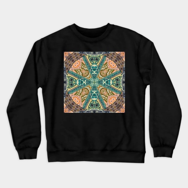 spiritual southwestern ornate orange teal bohemian Crewneck Sweatshirt by Tina